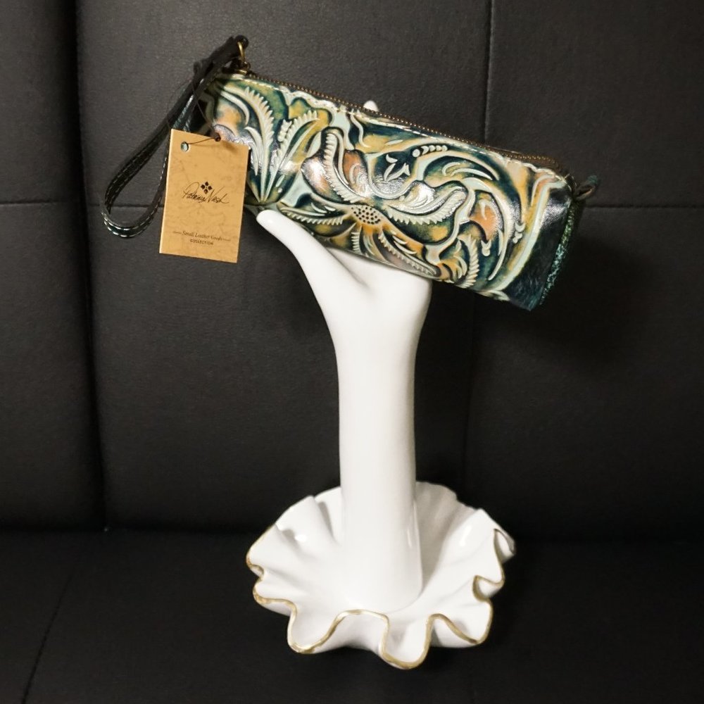 PATRICIA NASH TURQUOISE ISLA PENCIL MAKEUP BAG NEW